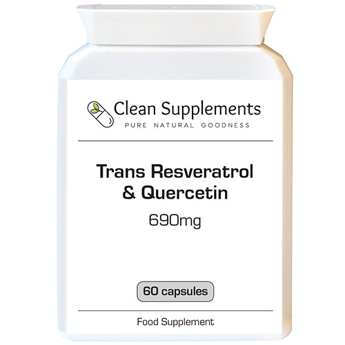 Trans Resveratrol, sourced from Japanese knotweed, 490mg and quercetin dihydrate, sourced from Japanese pagoda flower bud, 200mg.